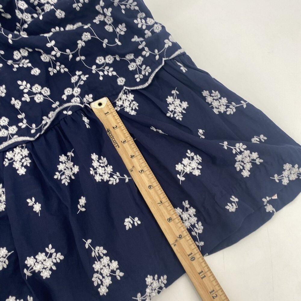 Ann Taylor Size 10P Navy Blue Floral Embroidered Midi Dress 100% Cotton Cottage - Picture 9 of 16